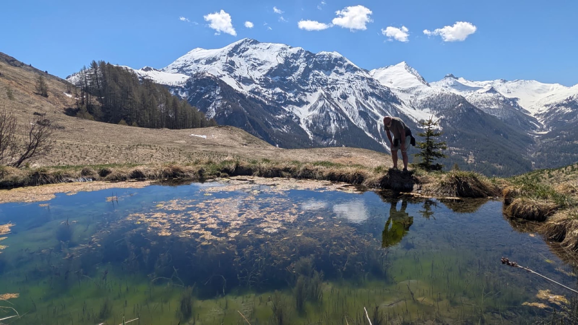 Lac de montagne, randonnée face aux Écrins au départ d'Orcières Merlette
